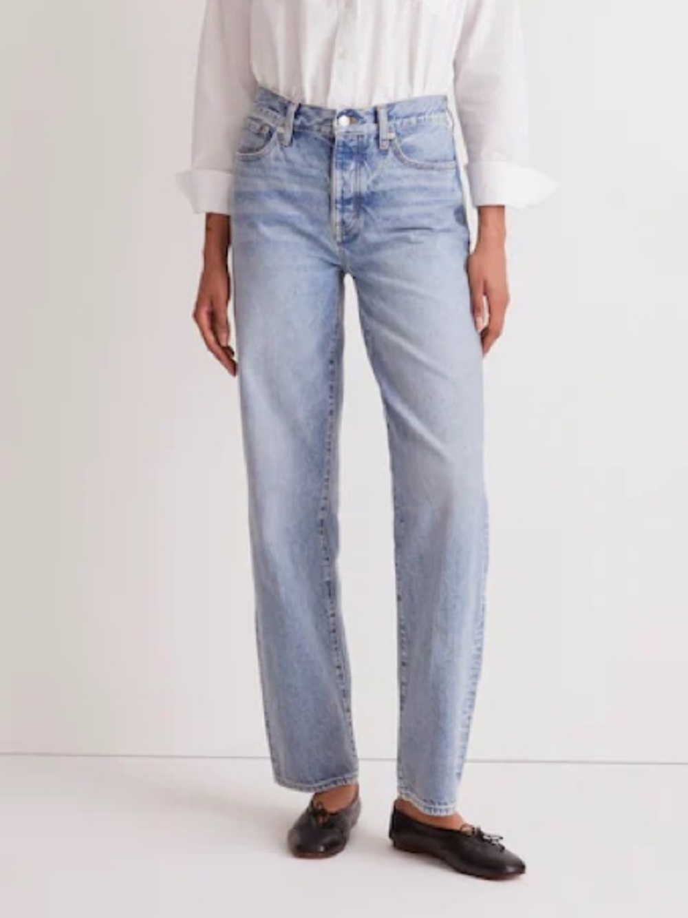 Madewell Low-Slung Straight Jeans in Olvera Wash Button Fly